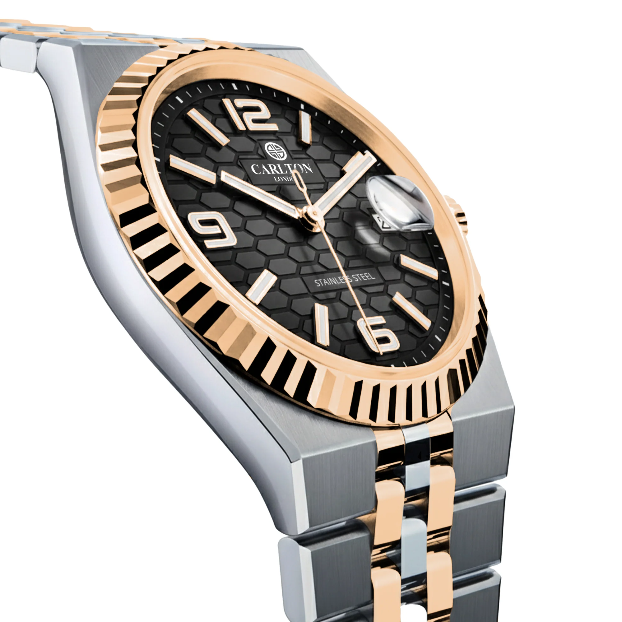 Carlton London Men Rover Black/Silver Rose Gold Analog Watch CL-ROVER-SRGBLK - Image 4