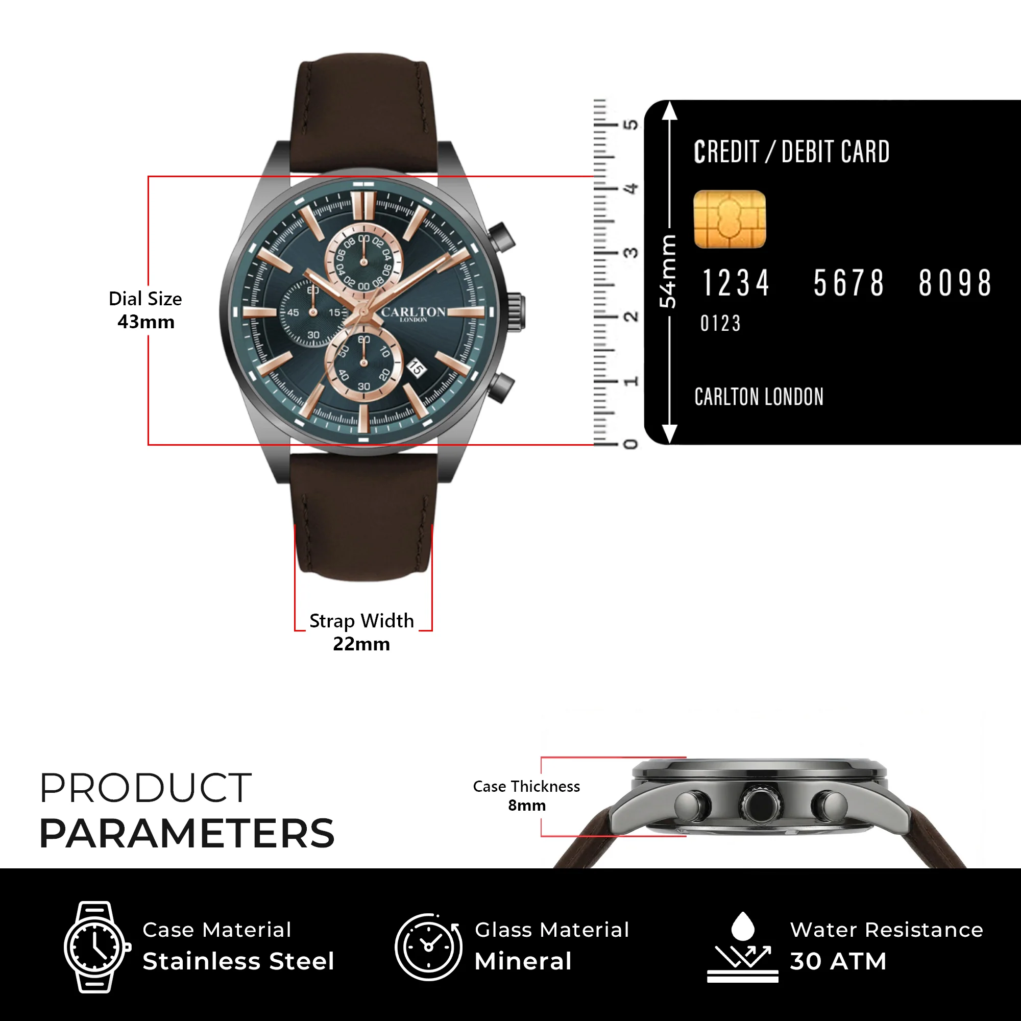 Carlton London Men Windsor Teal Analog Watch CL-WD-609 - Image 4