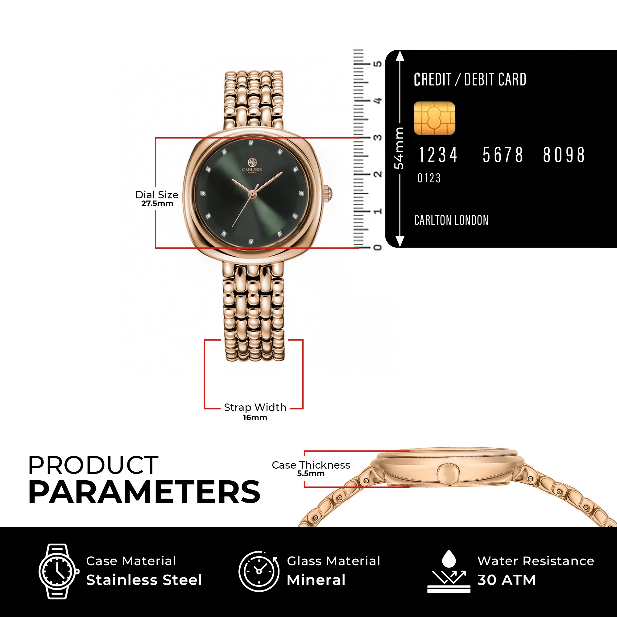 Carlton London Women Celeste Dark Green Analog Watch - CLW-CT-44 - Image 7