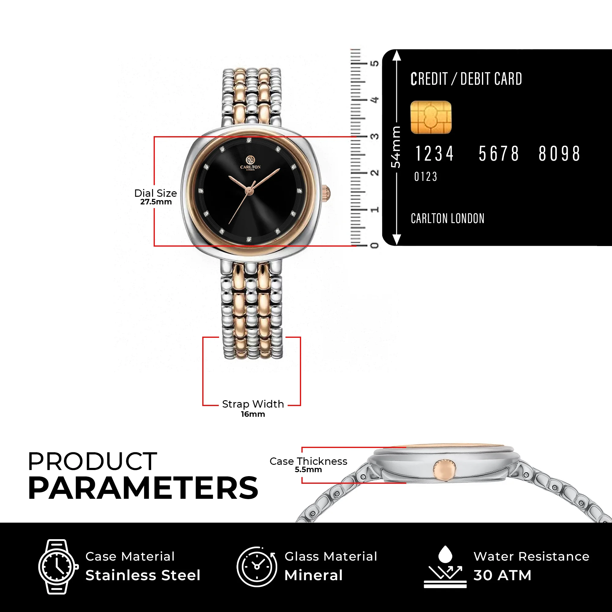 Carlton London Women Celeste Black Analog Watch - CLW-CT-22 - Image 6