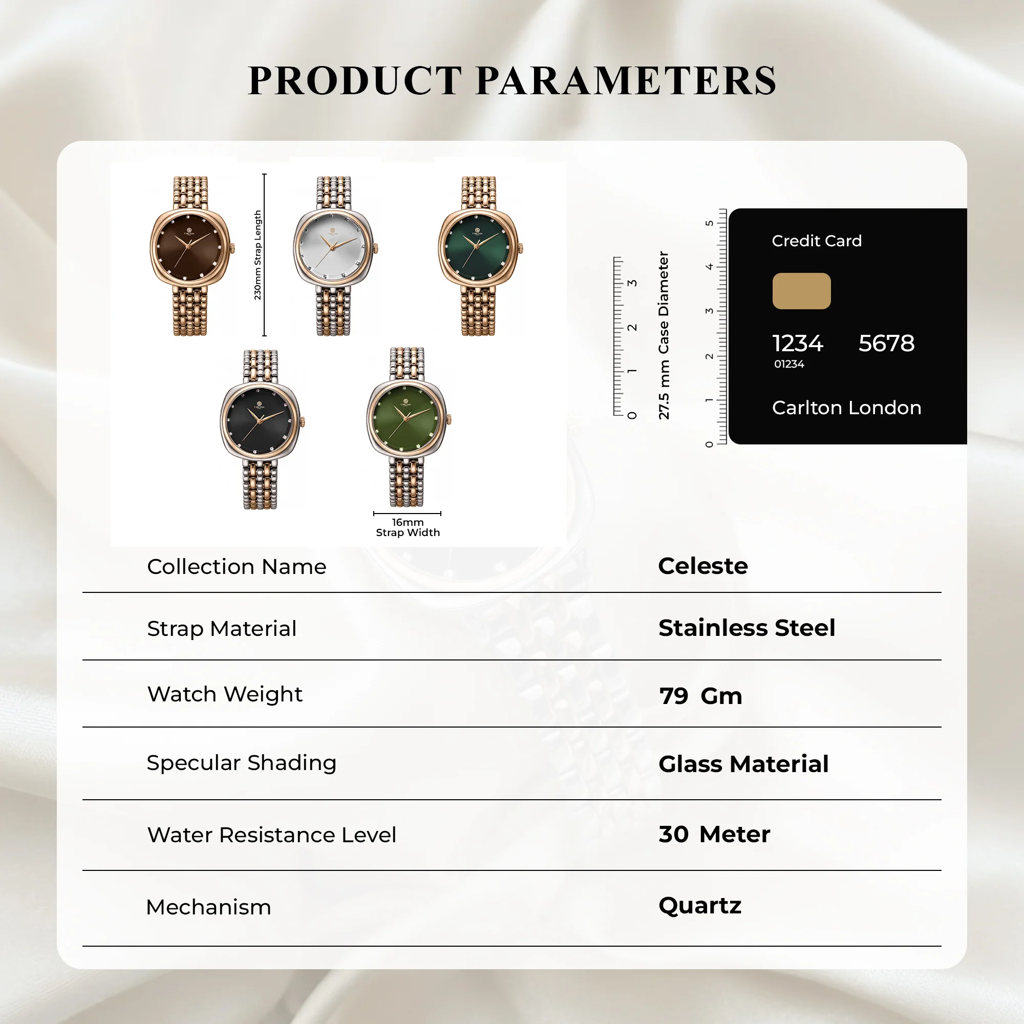 Carlton London Women Celeste Black Analog Watch - CLW-CT-22 - Image 7