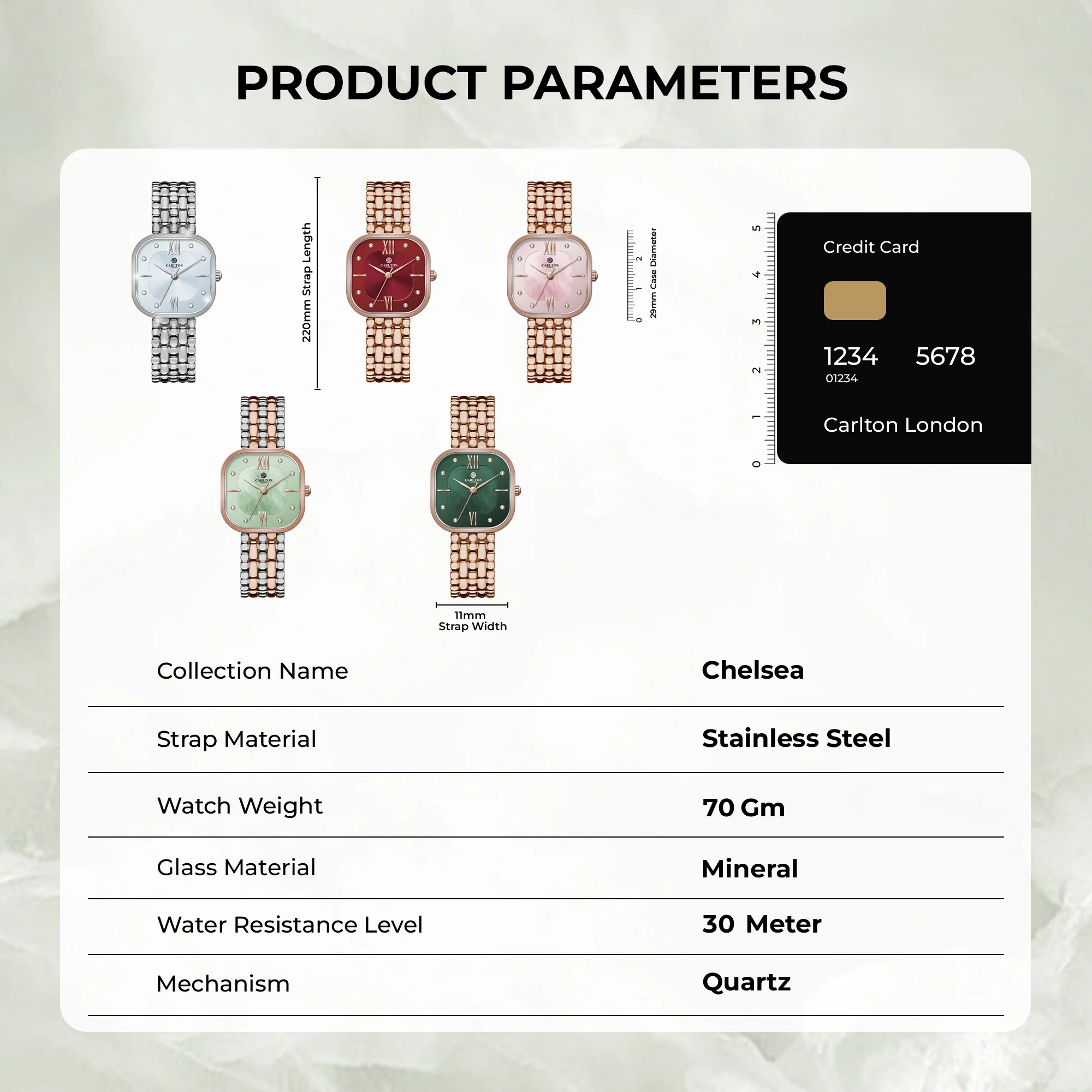 Chelsea: Women Rose Gold/Green Analog Watch - CLSSCDGRN - Image 6