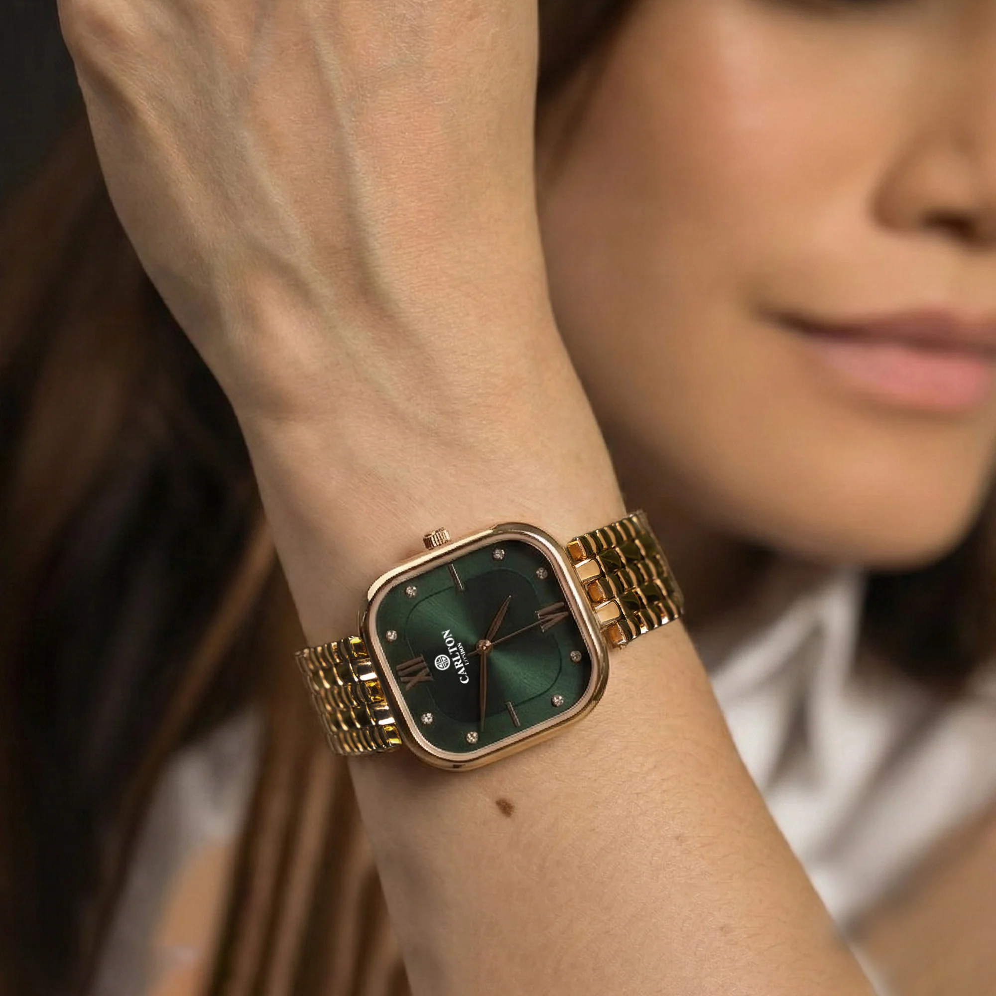 Chelsea: Women Rose Gold/Green Analog Watch - CLSSCDGRN - Image 3