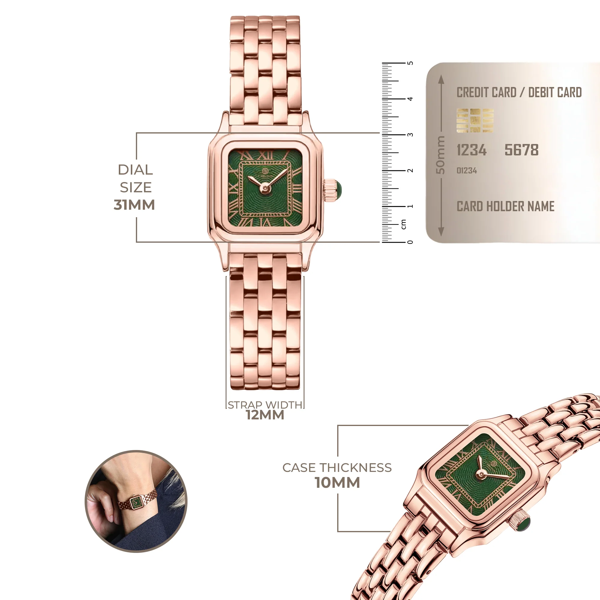 Chloe Mini Green Women Analog Watch + Bracelet - CLWWS-01 - Image 6