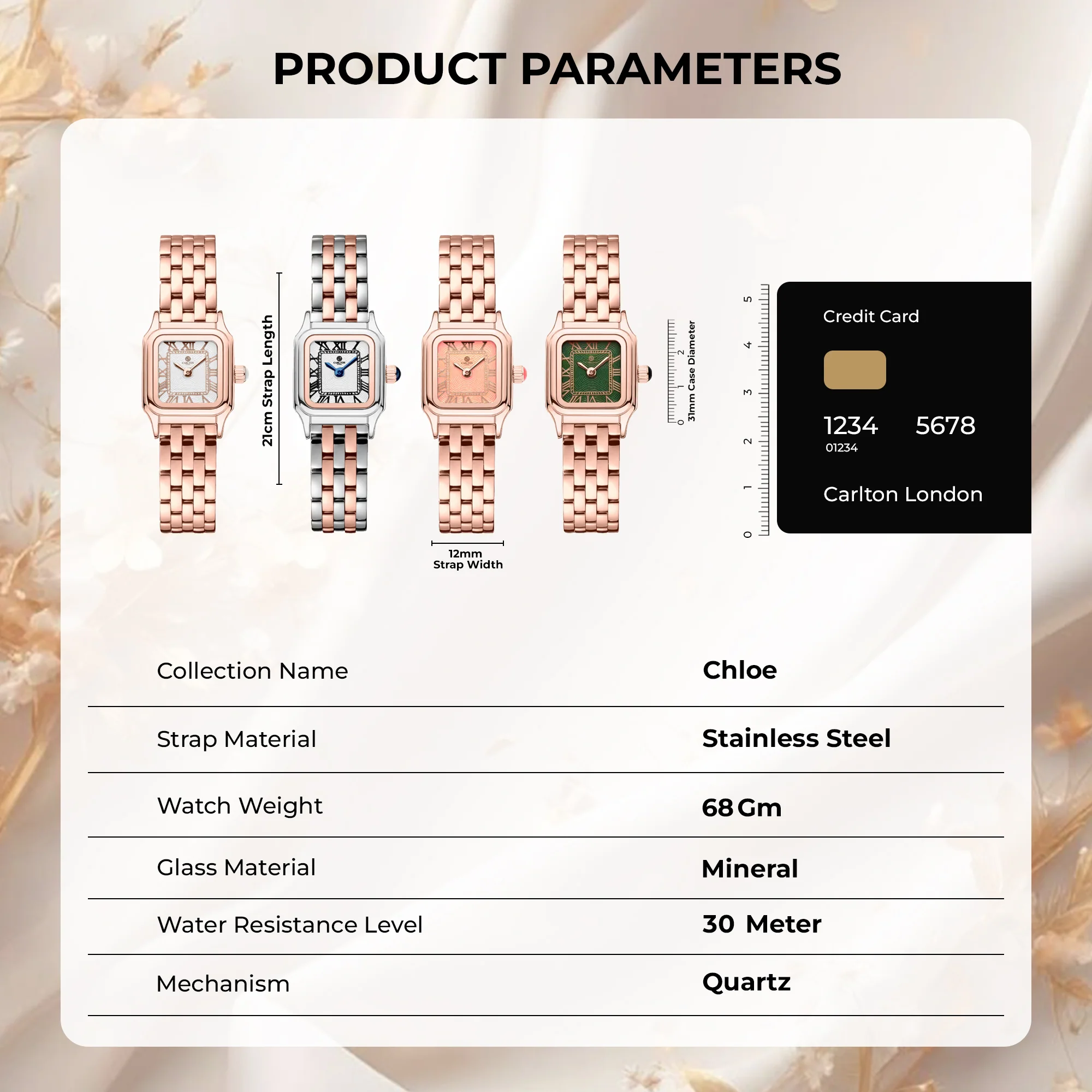 Chloe Mini White Women Analog Watch + Bracelet - CLWWS-02 - Image 5