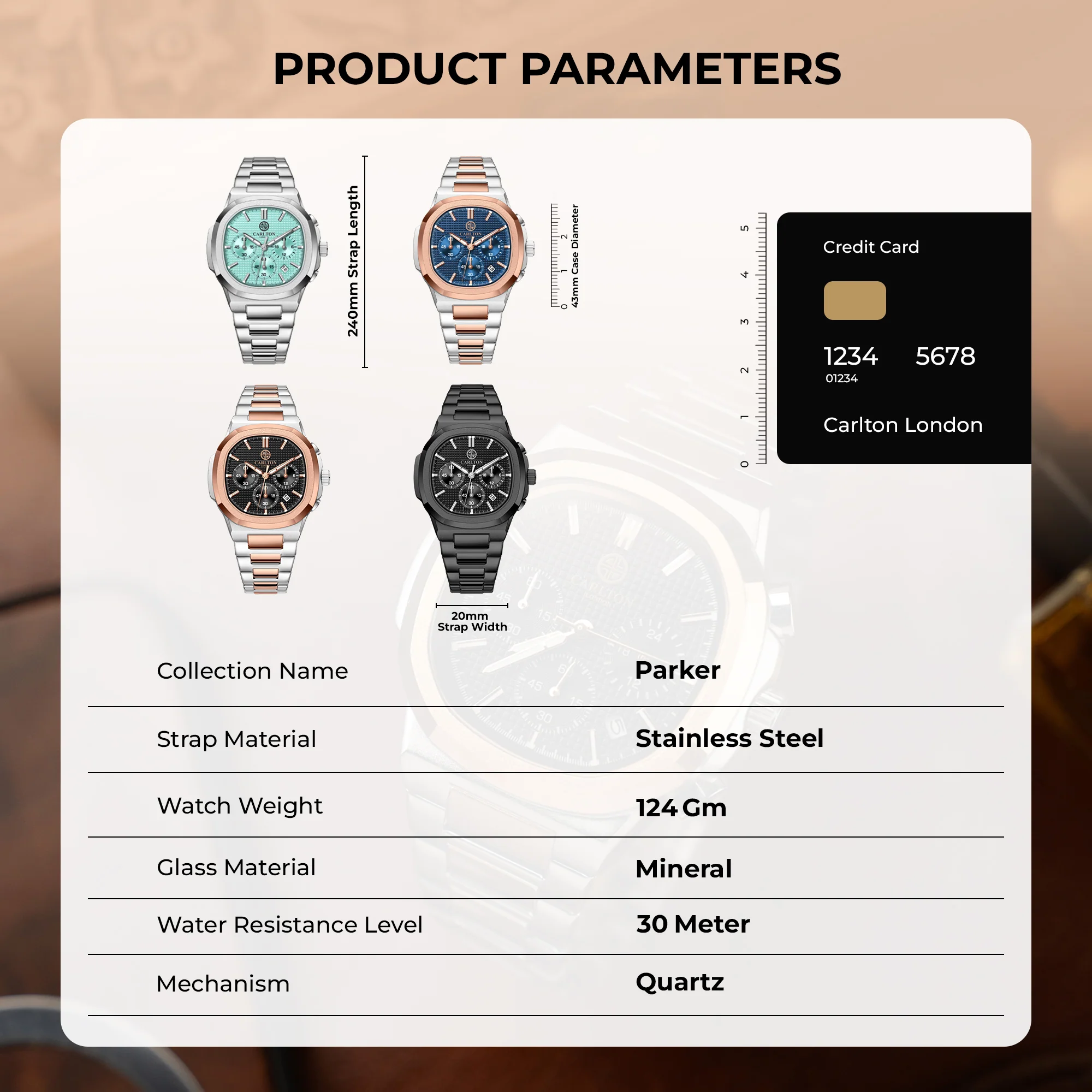 Parker: Men's Blue/Silver Analog Watch - CLSTFBLUM - Image 7