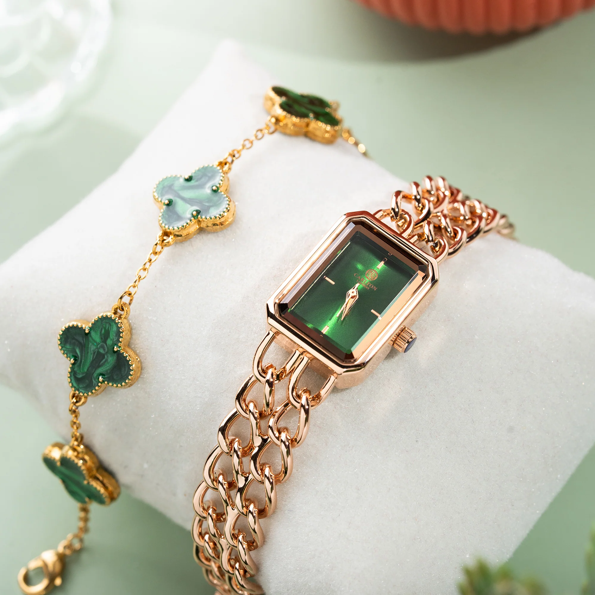 Women Gift Set 2 - Victoria Green Dial Watch + Bracelet - CLPLG077 - Image 5