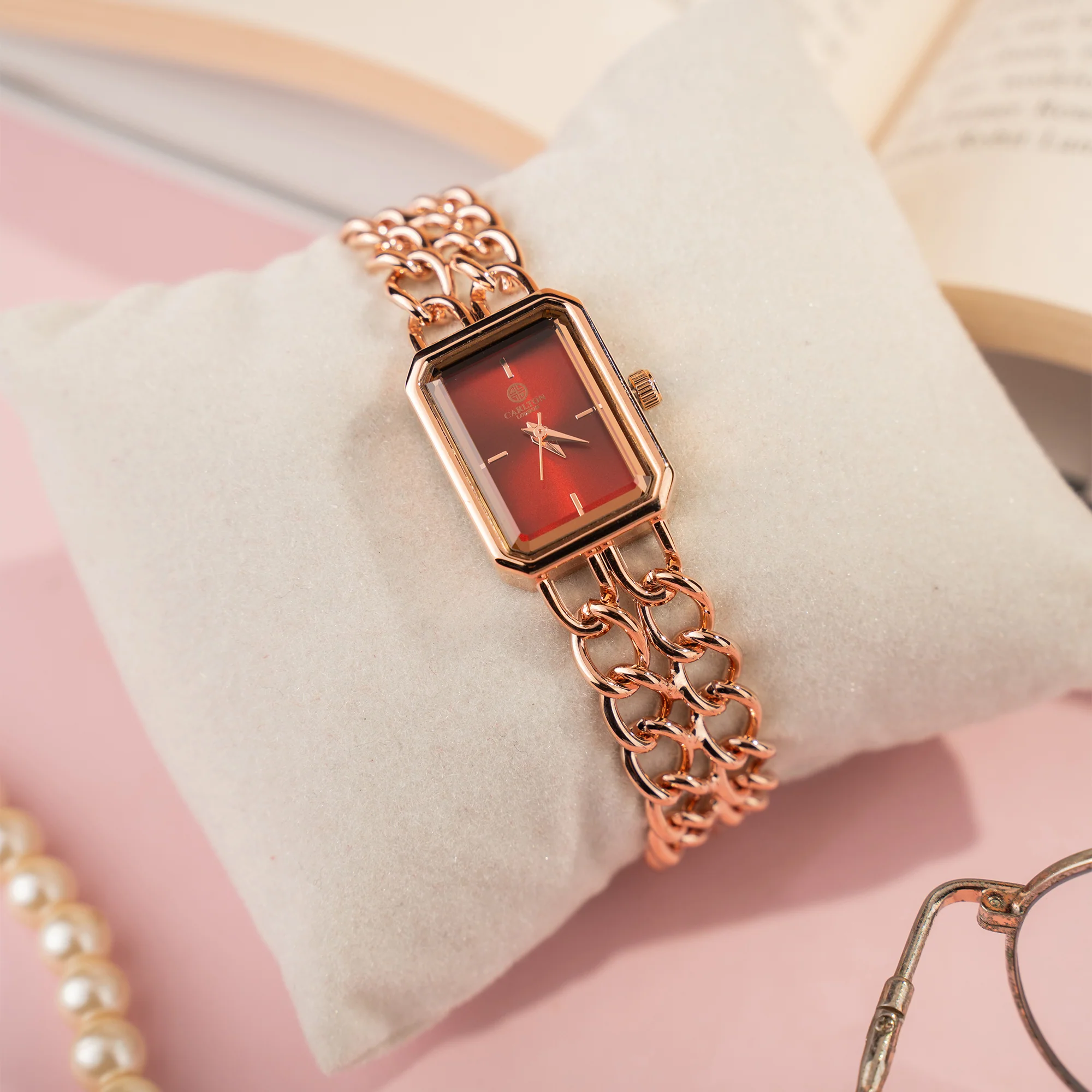 Victoria: Women's Rose Gold/Red Analog Watch - CLRGCRED - Image 5