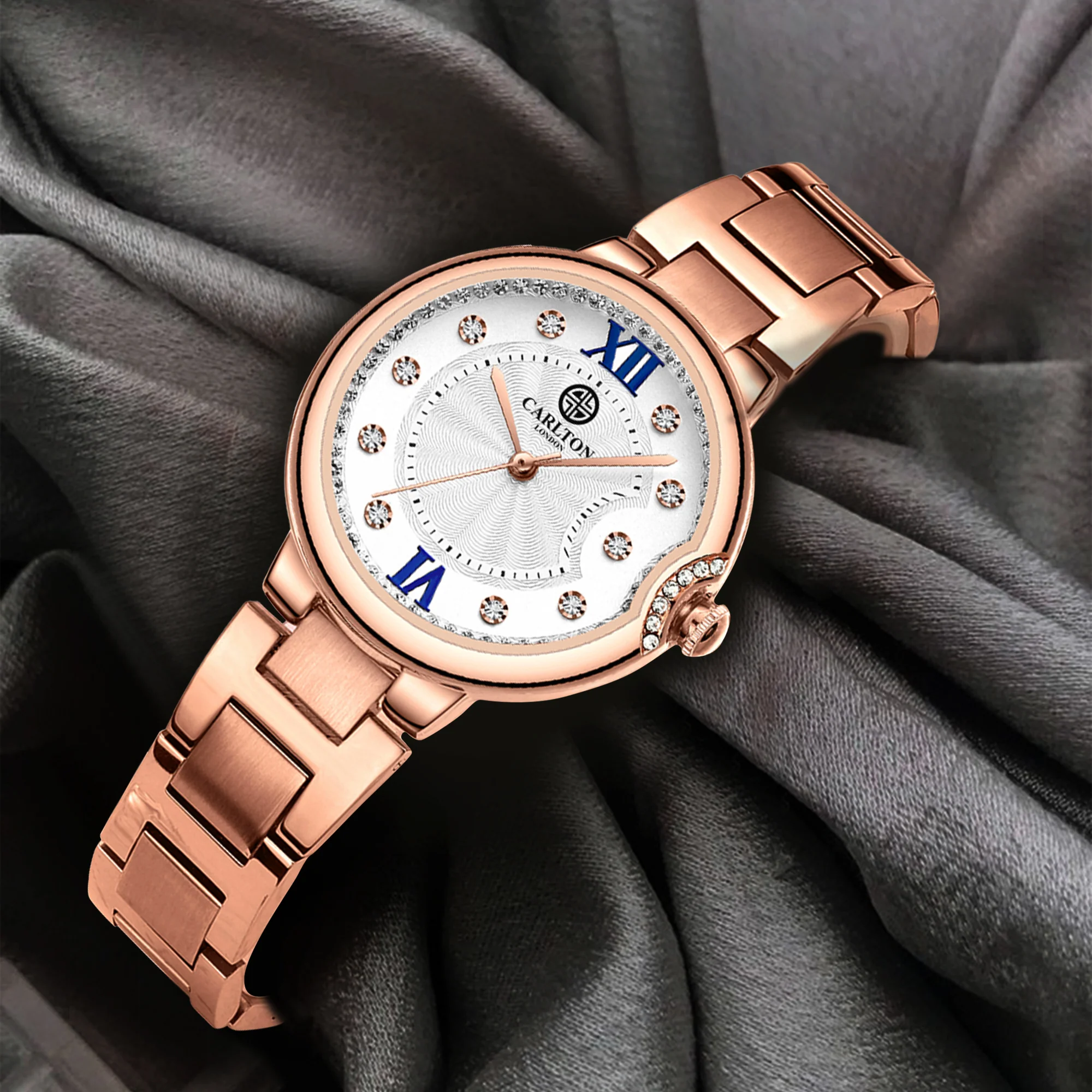Charlotte : White/ Rose Gold Stainless Steel Women Analog Watch - CLWDRGS-004 - Image 4