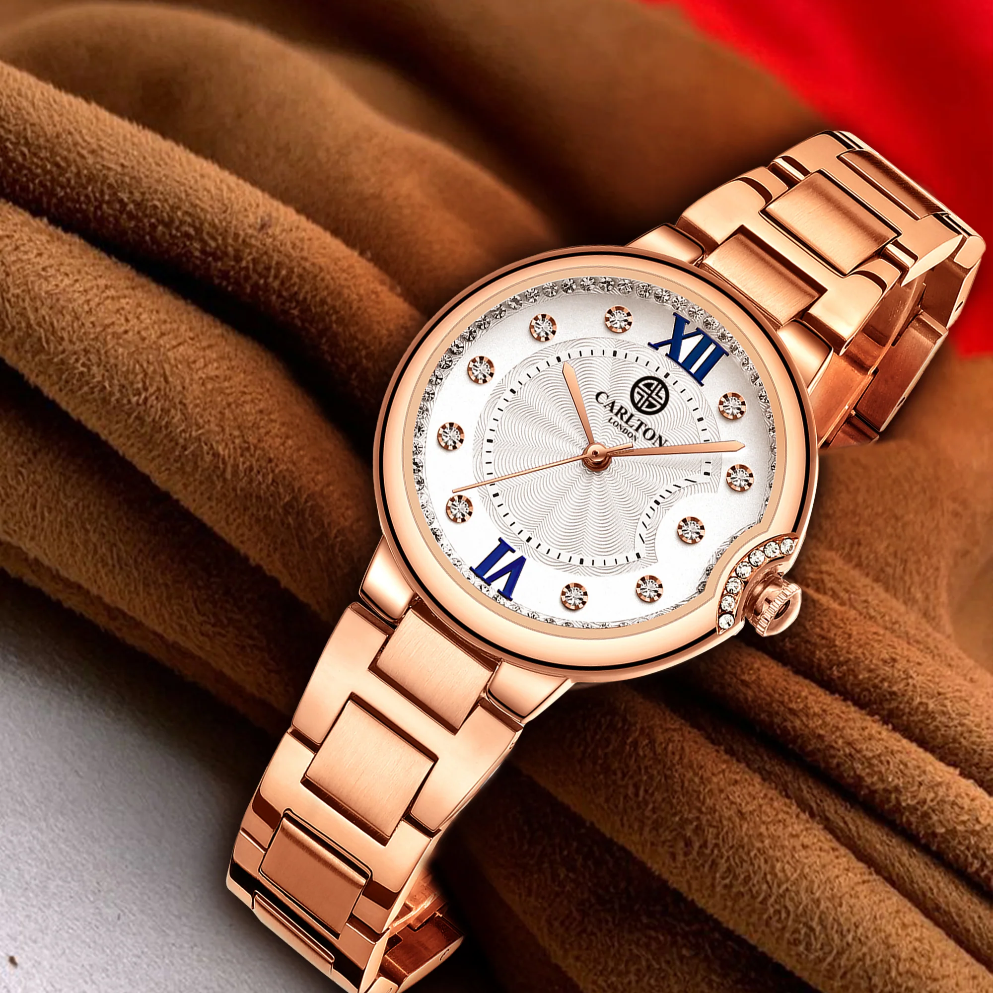 Charlotte : White/ Rose Gold Stainless Steel Women Analog Watch - CLWDRGS-004 - Image 5